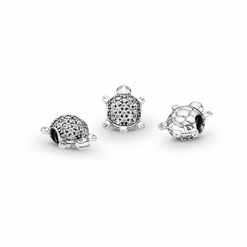 Pandora Sea Turtle Charm Ireland - Sterling Silver/Cubic Zirconia - 561490LOQ